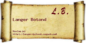 Langer Botond névjegykártya